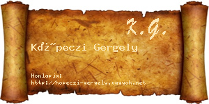 Köpeczi Gergely névjegykártya